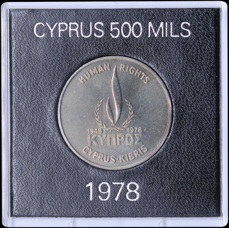 CYPRUS: 500 Mils (ND 1978) in copper-nickel commemorating the human rights with ...