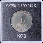 CYPRUS: 500 Mils (ND 1978) in copper-nickel commemorating the human rights with flame within wreath on obverse. Stylized crying dove above denominatio...
