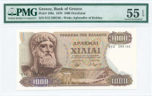 GREECE: 1000 Drachmas (1.11.1970) in brown on multicolor unpt with Zeus at left. S/N: "01Z 599186". WMK: Aphrodite of Knidus. Printed by Bank of Greec...