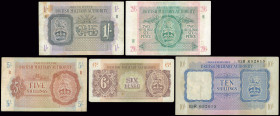 GREECE: Set of 5 banknotes related to the British Military Authority composed of 6 Pence, 1 Shilling, 2 Shillings & 6 Pence, 5 Shllings and 10 Shillin...