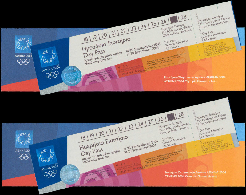 GREECE: Two day passes issued for the Paralympics 2004 in Athens. They were vali...