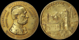 GREECE: Gilt medal commemorating the 80th anniversary of the club of the people of Lagkadia in Attica (1898-1978). Obv: Bust of Theodoros Deligiannis ...
