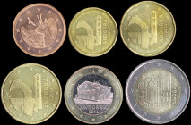 ANDORRA: Set of 6 coins composed of 5 Cent, 10 Cent, 20 Cent, 50 Cent, 1 Euro and 2 Euro (2014). (KM 522+523+524+525+526+527). Uncirculated.