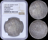 AUSTRIA: 1 Taler (1521-64) in silver with Ferdinand I. Crowned double-headed eagle on reverse. Inside slab by NGC "VF DETAILS - OBV SCRATCHED". (Dav 8...