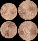 AUSTRIA: 5 Euro (2013) in copper commemorating the Land of Water + 10 Euro (2013) in copper commemorating the Federal Provinces - Vorarlberg. (KM 3222...