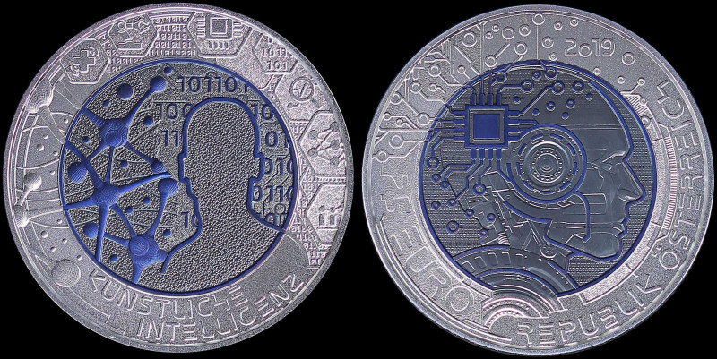 AUSTRIA: 25 Euro (2019) in silver (0,900) commemorating artificial intelligence....