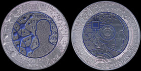 AUSTRIA: 25 Euro (2019) in silver (0,900) commemorating artificial intelligence. Accompanied by official case and CoA with no "45525". Proof.