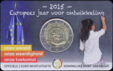BELGIUM: 2 Euro (2015) bi-metallic commemorating the European Year for Development. Inside official coincard. Brilliant Uncirculated.
