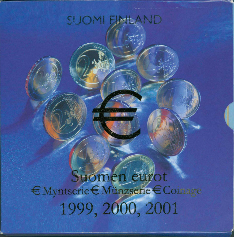 FINLAND: Set of 3 Euro coin sets (1999, 2000 & 2001), each composed of 1 Cent to...