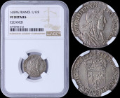 FRANCE: 1/12 Ecu (1659 A) in silver (0,917) with bust of Louis XIV facing right. Crowned shield of France on reverse. Inside slab by NGC "VF DETAILS -...
