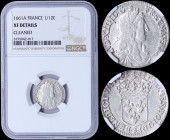FRANCE: 1/12 Ecu (1661 A) in silver (0,917) with bust of Louis XIV facing right. Crowned shield of France on reverse. Inside slab by NGC "XF DETAILS -...