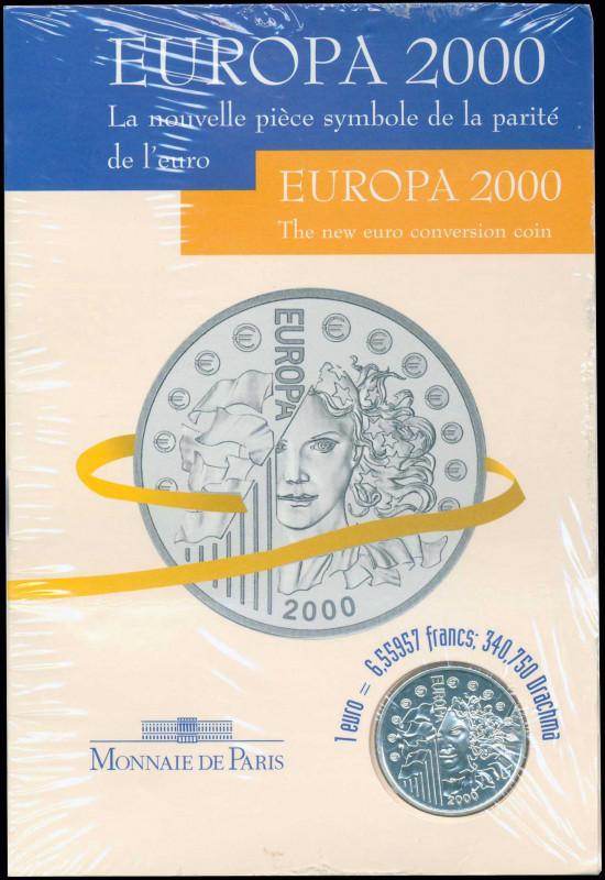 FRANCE: 6,55957 Francs (2000) in silver (0,900) with allegorical portrait of Eur...