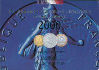 FRANCE: Coin set (2000) composed of 1 Centime to 20 Francs. Inside official blister. (KM MS17). Brilliant Uncirculated.