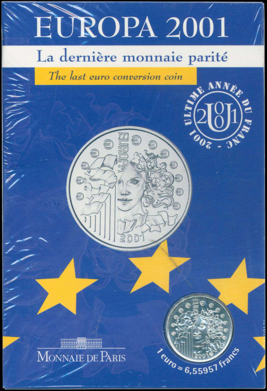 FRANCE: 1 euro (2001) in silver (0,900) commemorating the last year of the Frenc...