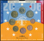 FRANCE: Euro coin set (2006) composed of 1 Cent to 2 Euro. Inside official blister. (KM MS28). Brilliant Uncirculated.