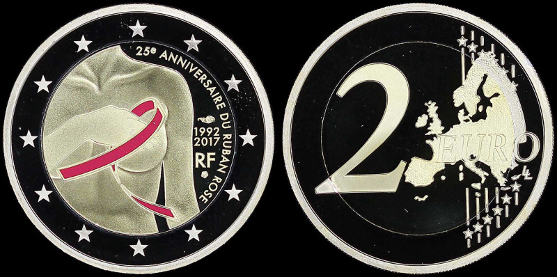 FRANCE: 2 Euro (2017) in copper-nickel-brass commemorating 25th Anniversary of t...