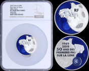 FRANCE: 50 Euro (2019) in silver (0,950) commemorating 50 years since the first step on Moon. Inside slab by NGC "PF 70 ULTRA CAMEO". Accompanied by o...
