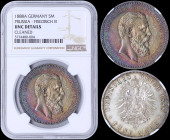 GERMAN STATES / PRUSSIA: 5 Mark (1888 A) in silver (0,900) with head of Friedrich III facing right. Crowned imperial eagle on reverse. Inside slab by ...