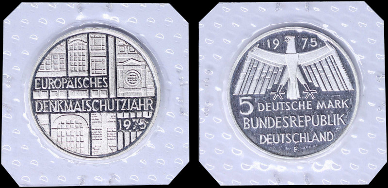 GERMANY: 5 Mark (1975 F) in silver (0,625) commemorating the European Monument P...