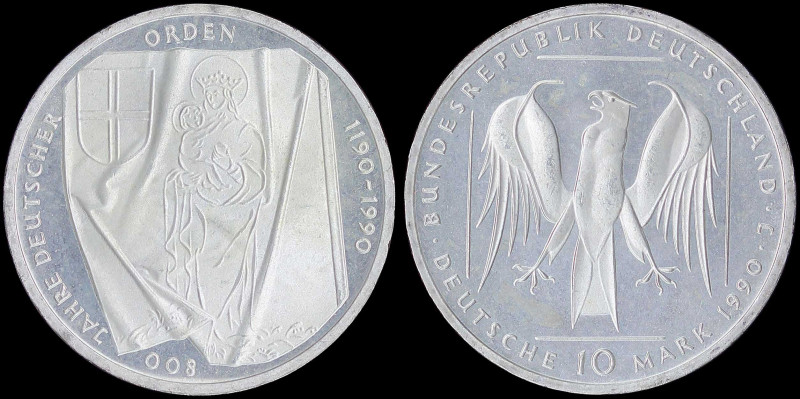 GERMANY: 10 Mark (1990 J) in silver (0,625) commemorating the 800th Anniversary ...