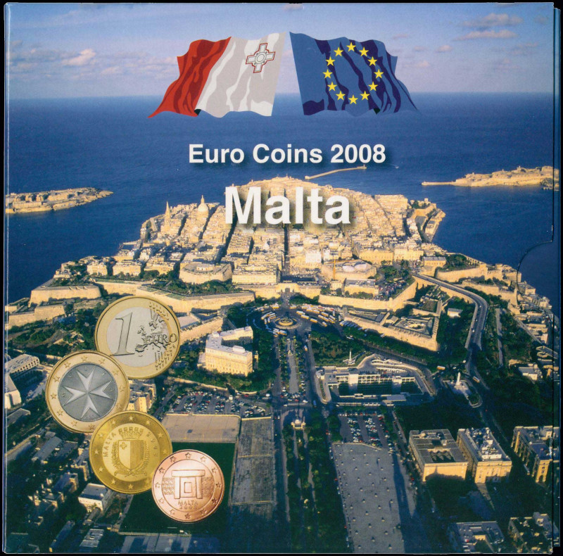 MALTA: Euro coin set (2008) composed of 1 Cent to 2 Euro, containing also two nu...