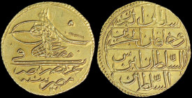 EGYPT: 1 Zeri Mahbub (1171) in gold with Toughra. The arabic letter "sin" on reverse. (KM 106). Extra Fine.