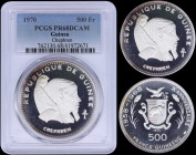 GUINEA: 500 Francs (1970) in silver (0,999) commemorating Chephren from the series for the 10th Anniversary of Independence with bust of Chephren faci...