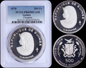 GUINEA: 500 Francs (1970) in silver (0,999) commemorating Cleopatra from the series for the 10th Anniversary of Independence with bust of Cleopatra fa...