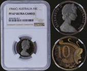 AUSTRALIA: 10 cents (1966 c) in copper-nickel with bust of Queen Elizabeth II facing right. Lyrebird and value on reverse. Inside slab by NGC "PF 67 U...