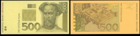 CROATIA: Progressive proofs of front and back of 500 Kuna (31.10.1993) in brown on colored paper. Fron and back are separate. Printed by G&D. (Pick 34...