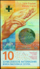 SWITZERLAND: 10 Franken (2016) in yellow and multicolor unpt with conductor hand holding baton. S/N: "16Q 0945726". Signatures by Jean Studer and Andr...