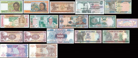 AFRICA: 17 banknotes from different African countries including 2 from Madagascar, 2 from Mozambique, 1 from Nigeria, 3 from Sierra Leone, 1 from Soma...