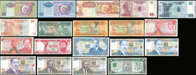 AFRICA: 19 banknotes from different countries of Africa including 3 banknotes from Angola, 3 from Congo, 3 from Ethiopia, 2 from Gambia, 1 from Guinea...