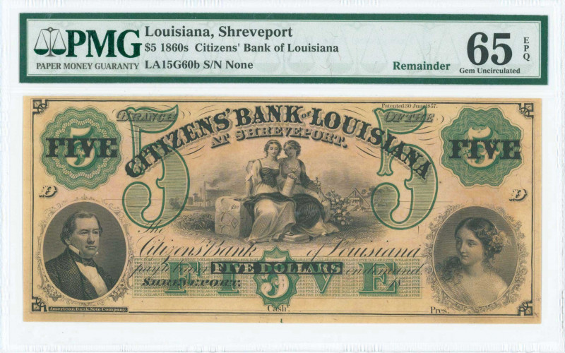 USA / OBSELETE CURRENCY: Remainder of 5 Dollars (Patented 30.6.1857) by Citizens...