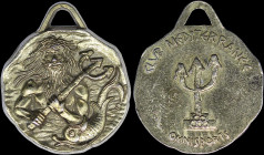 FRANCE: Bronze commemorative medal for the Club Mediterranee. Obv: God Poseidon. Rev: A trident on a pedestal with the Olympic circles. Engraved by JY...