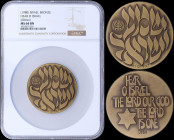 ISRAEL: Bronze medal (1980) "Hear O Israel (Shema Yisrael)". Diameter: 60mm. Inside large slab by NGC "MS 64 BN".