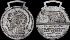 ITALY: Medal in silver plated brass commemorating the Gathering of the Avanguardisti Abroad in 1933. Obv: Minerva with Romus and Remulus with the wolf...