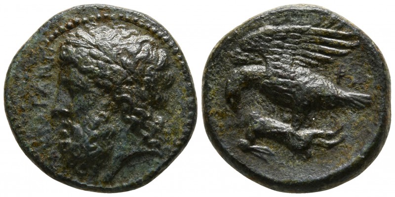 Sicily. Akragas 338-317 BC.
Bronze Æ

15mm., 4,35g.

ΑΚΡΑΓΑΝΤΙΝ, laureate h...
