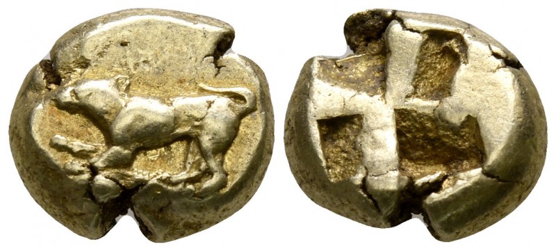 Mysia. Kyzikos circa 500-450 BC.
Hekte EL

9mm., 2,61g.

Dog standing left,...