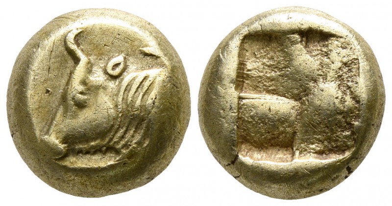 Ionia. Phokaia 478-387 BC.
Hekte EL

8mm., 2,53g.

Forepart of bull left; a...