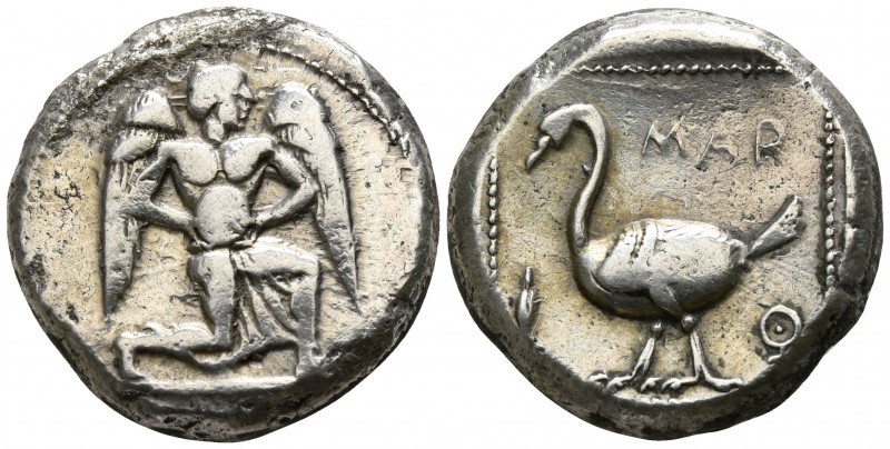 Cilicia. Mallos 440-390 BC.
Stater AR

20mm., 10,74g.

Winged male figure a...