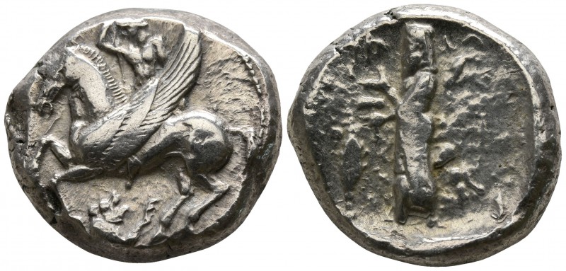 Cilicia. Tarsos 425-400 BC.
Stater AR

20mm., 10,69g.

Bellerophon seated o...