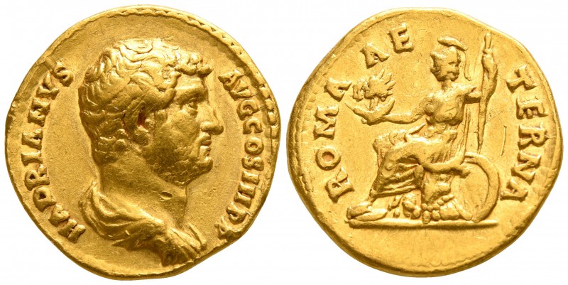 Hadrian AD 117-138. Rome
Aureus AV

18mm., 7,02g.

HADRIANVS AVG COS III P ...