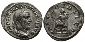 Pupienus AD 238. Rome. Denarius Æ