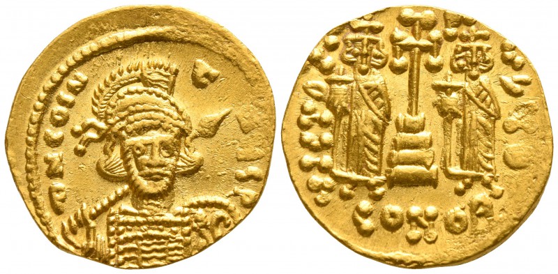 Constantine IV, with Heraclius and Tiberius AD 668-685. Constantinople
Solidus ...