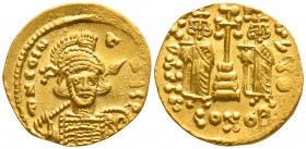 Constantine IV, with Heraclius and Tiberius AD 668-685. Constantinople. Solidus AV