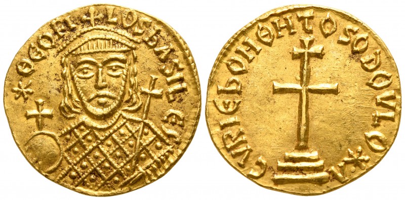 Theophilus AD 829-842. Byzantine
Solidus AV

18mm., 4,21g.

*QEOFI LOS bASI...