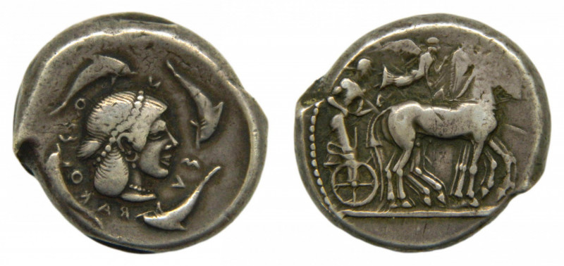 SICILIA (Italia). Siracusa (474-450 aC). Tetradracma. AR. Anv.: Cabeza de Artemi...