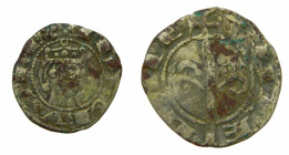 VALENCIA. Jaume I (1213-1276). Diner "caragirat". Primera emisión, con retrato a la derecha (1247-1249). 1,01 g. Cru.V.S. 312; CG 2127. Muy rara. 
bc...