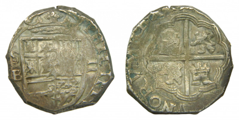 CASTILLA Y LEÓN. Felipe II (1556-1598). 2 Reales. AR. Tipo Omnium, sin fecha vis...